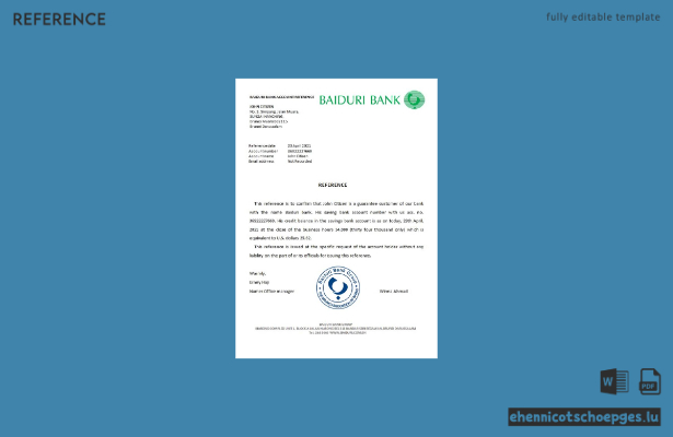 Beispielvorschau für Bankreferenzen von Brunei Baiduri